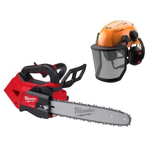 M18 FUEL 14 in. 18V Cordless Top Handle Chainsaw w/BOLT Orange Type 2 Class C Vented Helmet, Earmuffs, Mesh Face Shield