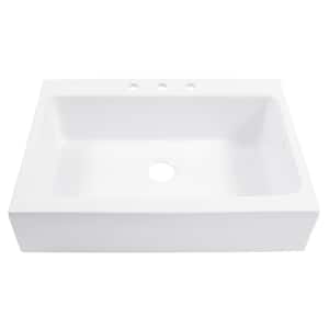 Josephine 34 in. 3-Hole Quick-Fit Farmhouse Apron Front Drop-in Single Bowl Crisp White Fireclay Kitchen Sink with Drain