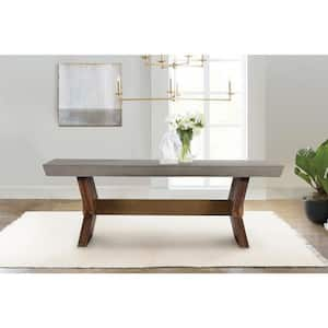 Picadilly 87 in. L Grey Concrete Top with Wood Frame Dining Table (Seats 8)