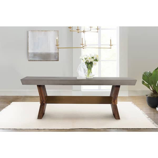 Armen Living Picadilly 87 in. L Grey Concrete Top with Wood Frame Dining Table (Seats 8)