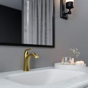 Willa Single Handle Single Hole Bathroom Faucet With Deck plate in Brushed Gold