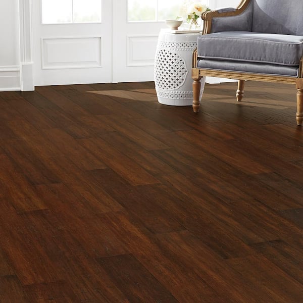 Home Decorators Collection Hand Sed Strand Woven Sahara 3 8 In T X 5 1 W 36 02 L Engineered Click Bamboo Flooring