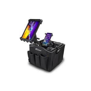 Milk Crate Vehicle and Mobile Office Work Station with Apron, Phone Mount, Tablet Mount and Power Inverter