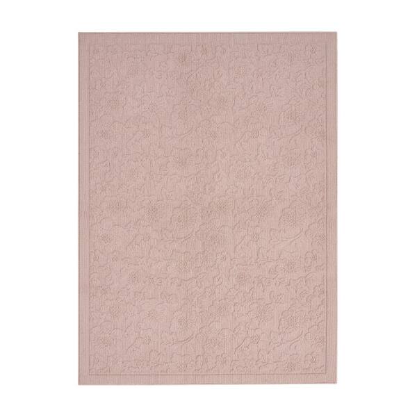 Rosemoor Pink 5 ft. X 7 ft. Floral Machine Washable Area Rug