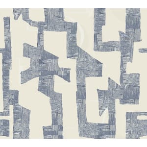 Almond and Blue Modern Tribal Textured Non-Pasted Paper Wallpaper