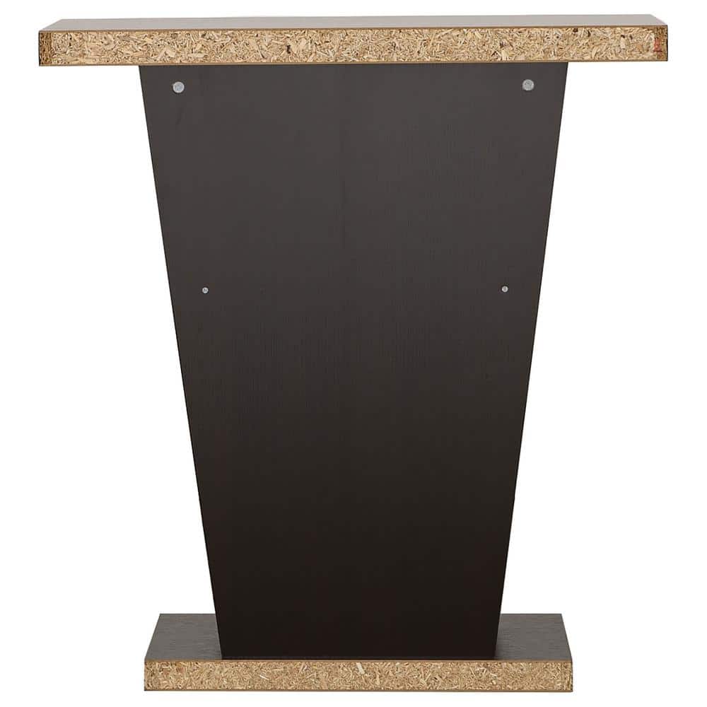 Transitional Cappuccino Console Table with Slanted Silhouette and Storage