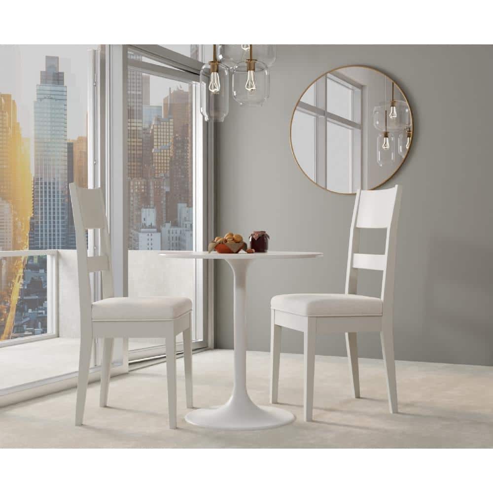 Enzo 30'' White Marble Top Round Dining Table with Metal Pedestal Base