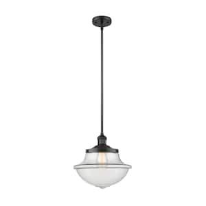 Oxford 1-Light Matte Black Shaded Pendant Light with Clear Glass Shade