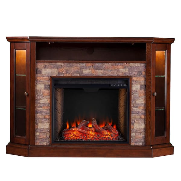 Southern Enterprises Lesean Alexa Enabled 52.25 in. Electric Smart Fireplace in Espresso