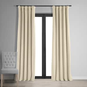 Signature Ecru Velvet Blackout Curtain - 50 in. W x 96 in. L Rod Pocket with Back Tab Single Panel