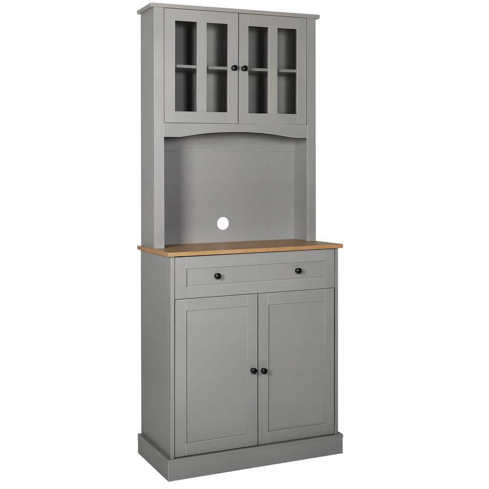 Reviews for VEIKOUS 72 in. H Gray Kitchen Pantry Hutch Cabinet Storage ...