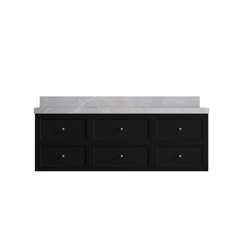 Willow Collections Roswell 60 in. Single Sink Freestanding Black Bath ...