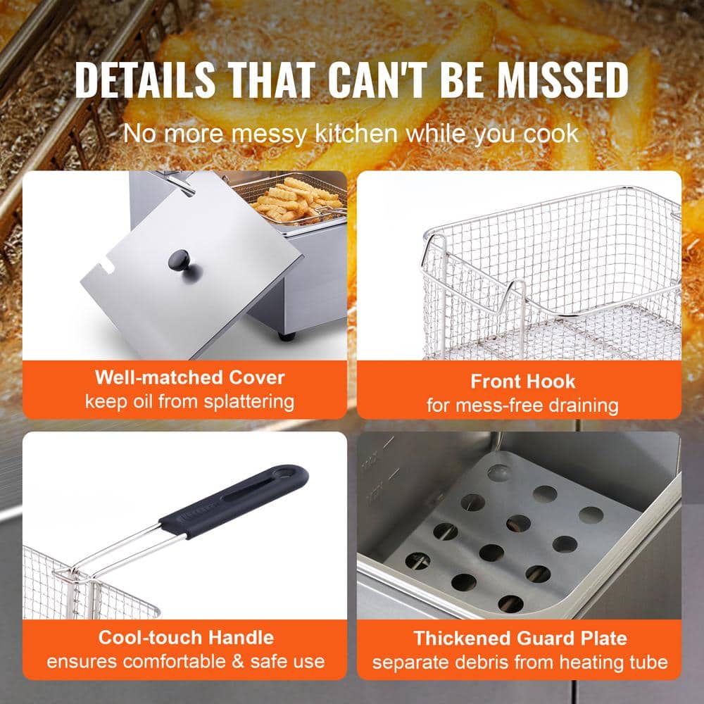 Silver Dual Basket Electric Countertop Deep Fryer