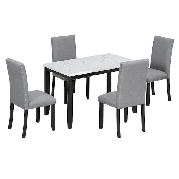 Qualler 5-Piece Gray Dining Table Set (Seat-4) FSUDTM040E
