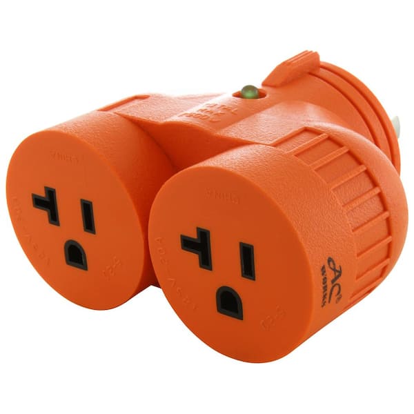 AC WORKS V-Duo Adapter L5-20P 20 Amp 125-Volt 3-Prong Plug to Two 5-20R 20 Amp 125-Volt Connectors