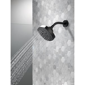 Stryke 5-Spray Patterns 1.75 GPM 6 in. Wall Mount Fixed Shower Head with H2Okinetic in Matte Black