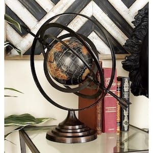 17 in. Black Aluminum Compass Armillary Decorative Globe