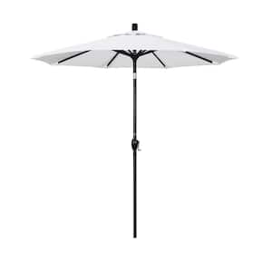 7.5 ft. Black Aluminum Pole Market Aluminum Ribs Push Tilt Crank Lift Patio Umbrella in Natural Sunbrella
