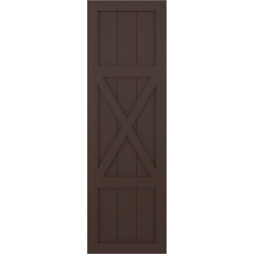 15 in. x 25 in. True Fit PVC Center X-Board Farmhouse Fixed Mount Board and Batten Shutters Pair in Raisin Brown price history on PriceWatchPro