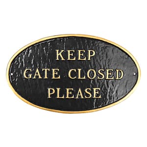 Keep Gate Closed Please Standard Oval Statement Plaque Black/Gold