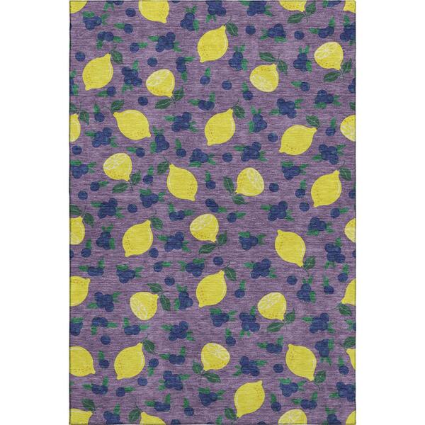 Mayfield Premium Machine Washable Abstract AMF2354 Lavender 3 ft. x 5 ft. Area Rug