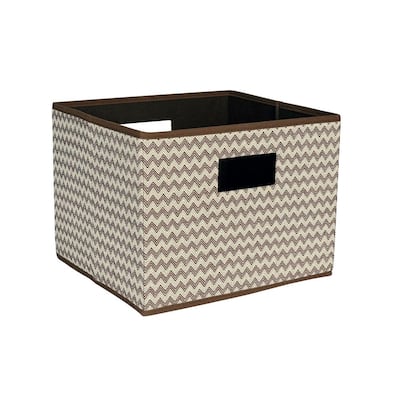 10 in. H x 13 in. W x 11.57 in. D Brown Fabric Cube Storage Bin