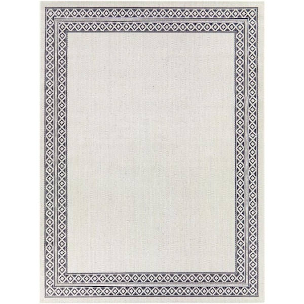 Cream 9 ft. x 12 ft. Diamond Border Indoor/Outdoor Area Rug