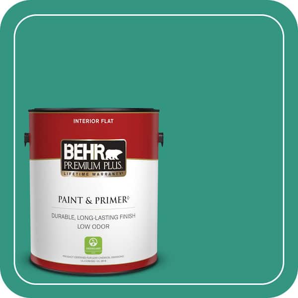 BEHR PREMIUM PLUS 1 gal. #P440-6 Esmeralda Flat Low Odor Interior Paint & Primer