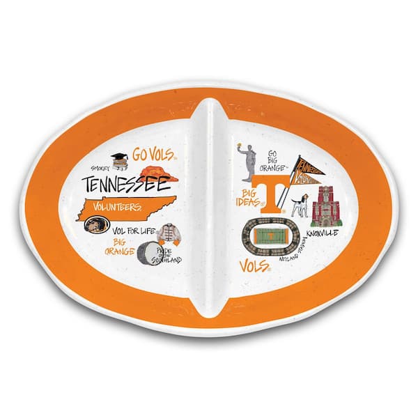 Magnolia Lane Tennessee 16.5 in. Assorted Colors Oval Melamine 2-Section Serving Platter