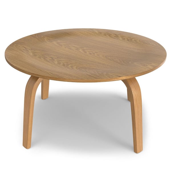 Payton 34 in. Wide Round Contemporary Wood Coffee Table in Natural