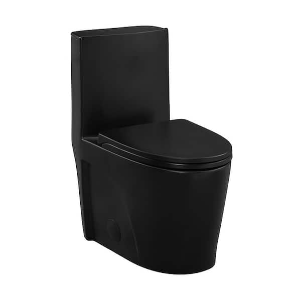 St. Tropez 1-Piece 14 in. Rough-in 1.28 GPF Right-Hand Vortex Flush Elongated Toilet in Matte Black