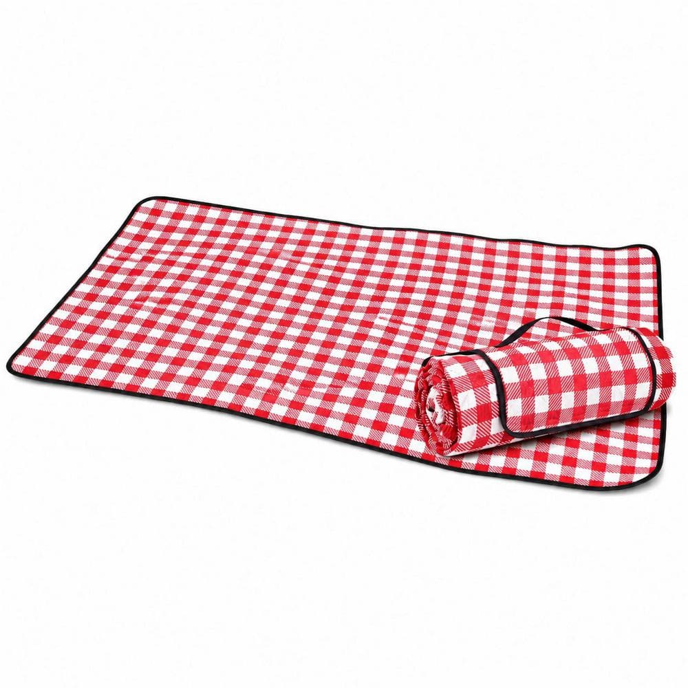 Red and White Checkered Oversized Waterproof Square Picnic Blanket, 80 in. x 80 in., Polyester, Flat Woven, 5-Layer price history on PriceWatchPro