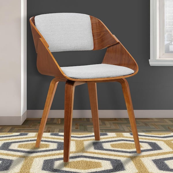 Armen Living Ivy 30 in. Gray Fabric and Walnut Wood Finish Dining Chair