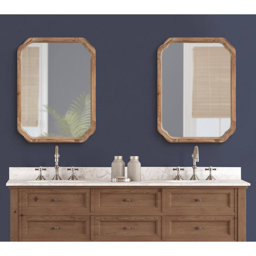Marston Rustic Brown Solid Wood Rectangular Vanity Mirror