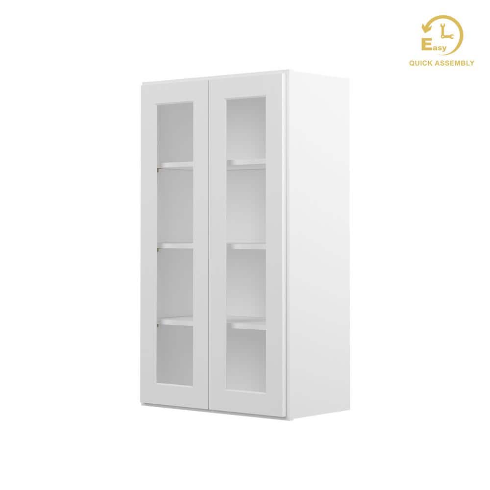 Easy DIY 24-in W x 12-in D x 42-in H in Shaker White Plywood Ready to Assemble Wall Kitchen Cabinet Glass NOT included price history on PriceWatchPro