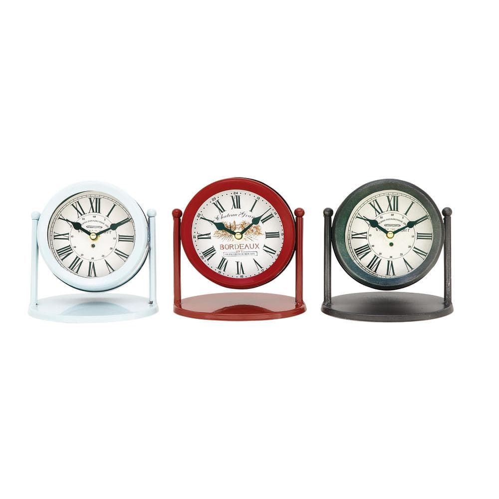 Litton Lane Multi Colored Metal Analog Clock (Set of 3) 52572 The