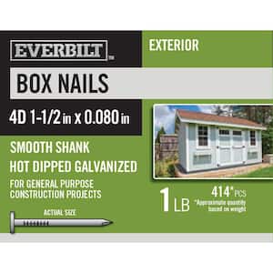 4D 1-1/2 in. Box Nails Hot Dipped Galvanized 1 lb (Approximately 414 Pieces)