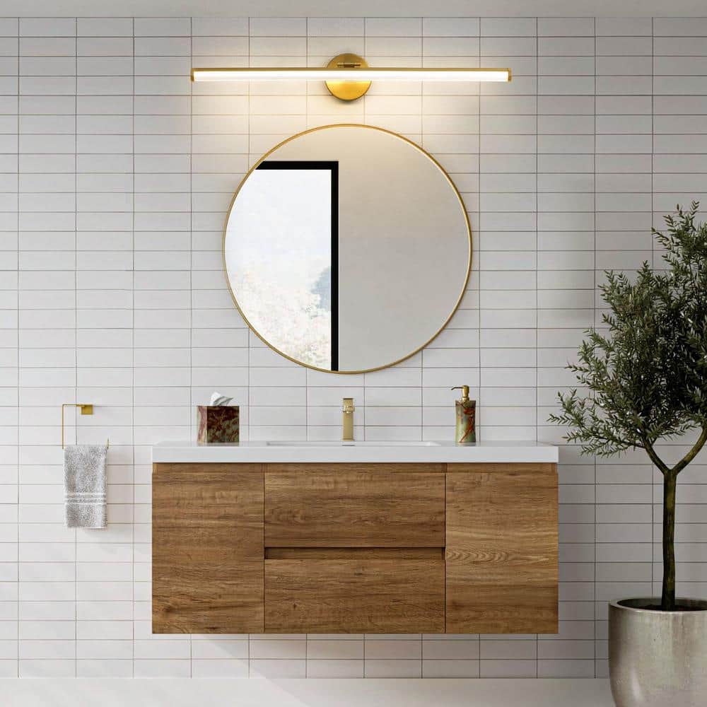 30-Inch Gold Dimmable LED Vanity Light with Acrylic Shade