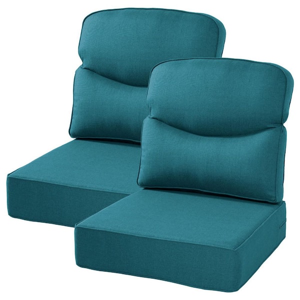 24 in. W x 24 in. D 4-Piece High Back Universal Outdoor Lounge Chair Cushion in Peacock Green