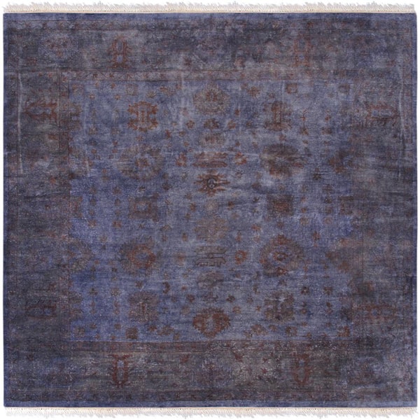 Lahore Purple/Blue 12 ft. x 15 ft. Solid Lamb's Wool Area Rug