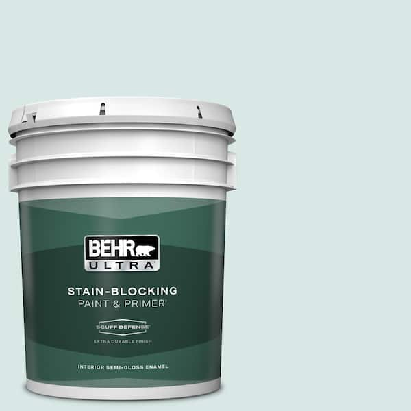 BEHR ULTRA 5 gal. #500E-2 Aqua Breeze Extra Durable Semi-Gloss Enamel Interior Paint & Primer