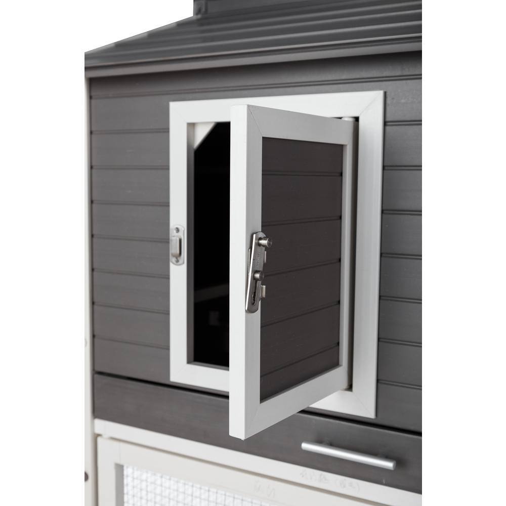 Eco-Friendly Gray and White Two-Level Chicken Coop with Garden Box