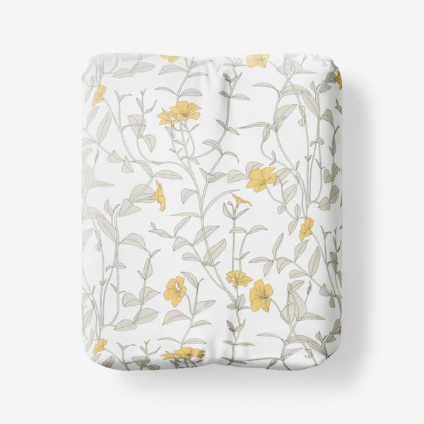 The Company Store Legends Luxury Mayflower Sateen White/Gold Sateen Queen Fitted Sheet
