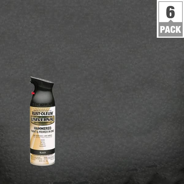 Rust-Oleum Universal 12 oz. All Surface Hammered Black Spray Paint and Primer in One (6-Pack)