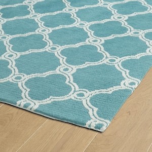 Cozy Toes Collection Turquoise 9 ft. x 12 ft. Geometric Area Rug