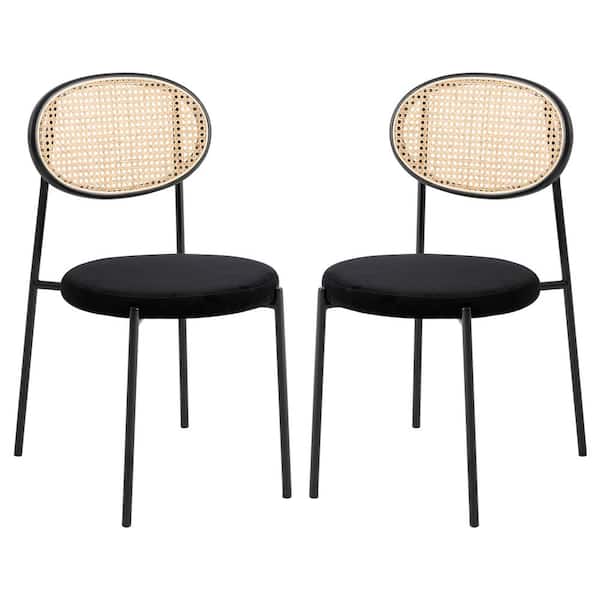 Leisuremod Euston Black Velvet Dining Chair Set of 2