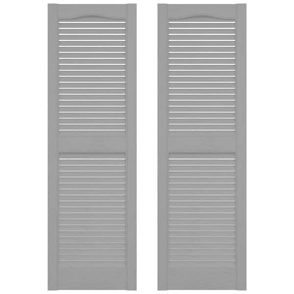 Builders Edge 12 in. x 67 in. Louvered Vinyl Exterior Shutters Pair in Paintable