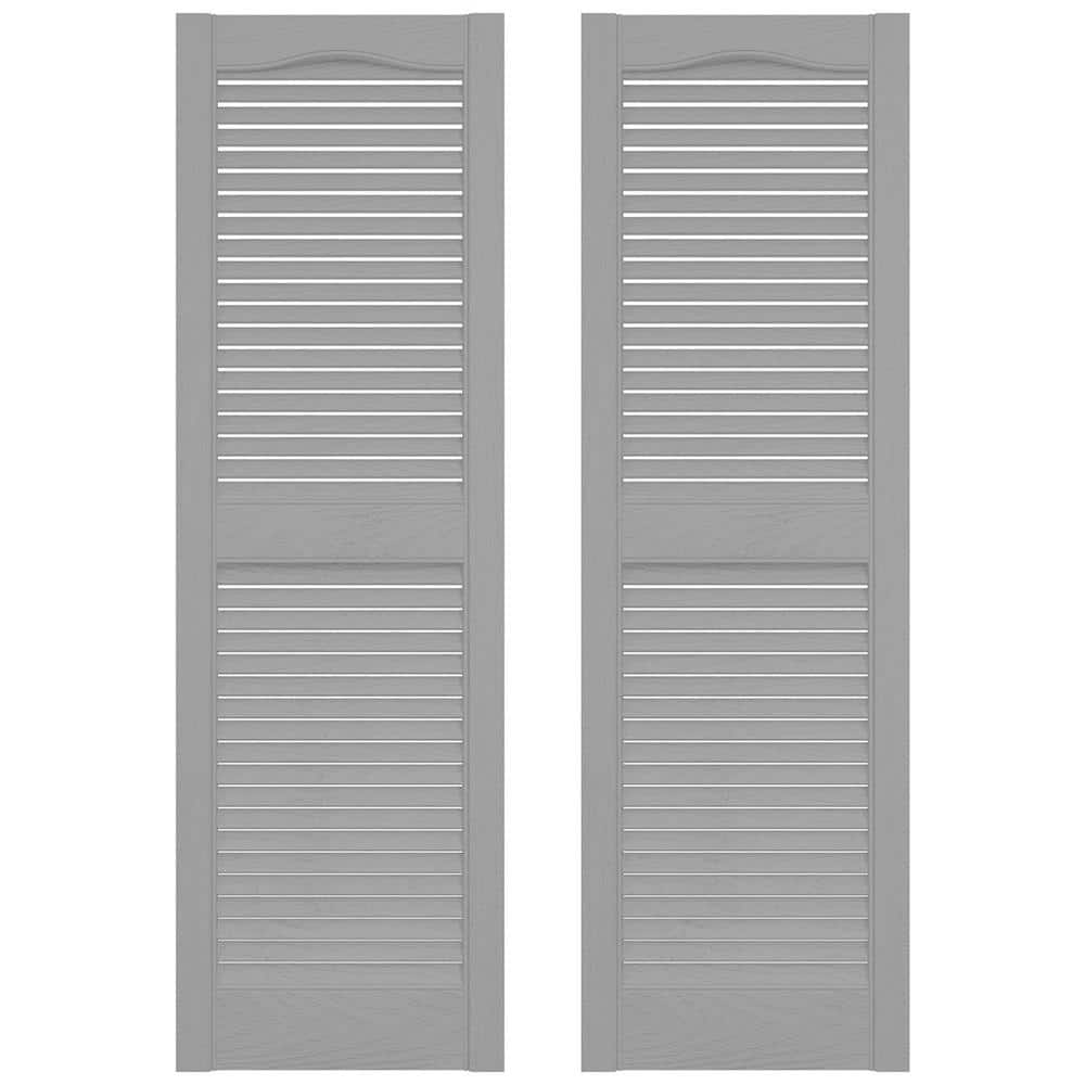 Builders Edge 14.5 in. x 36 in. Louvered Vinyl Exterior Shutters Pair in Paintable