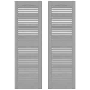 14.5 in. x 60 in. Louvered Vinyl Exterior Shutters Pair in Paintable