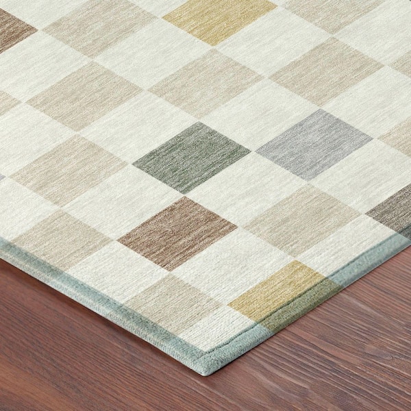 Chantille Machine Washable Indoor/Outdoor Abstract ACN2656 Linen 8 ft. x 10 ft. Area Rug